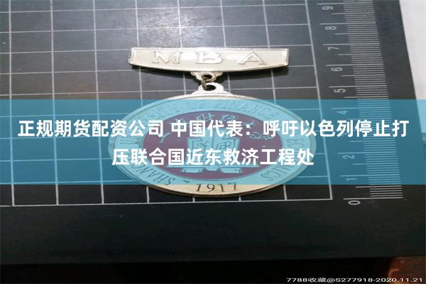 正规期货配资公司 中国代表：呼吁以色列停止打压联合国近东救济工程处