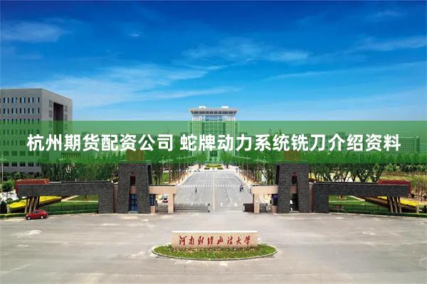 杭州期货配资公司 蛇牌动力系统铣刀介绍资料