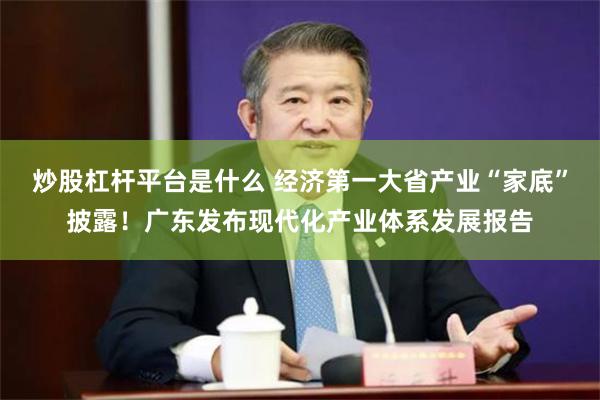 炒股杠杆平台是什么 经济第一大省产业“家底”披露！广东发布现代化产业体系发展报告